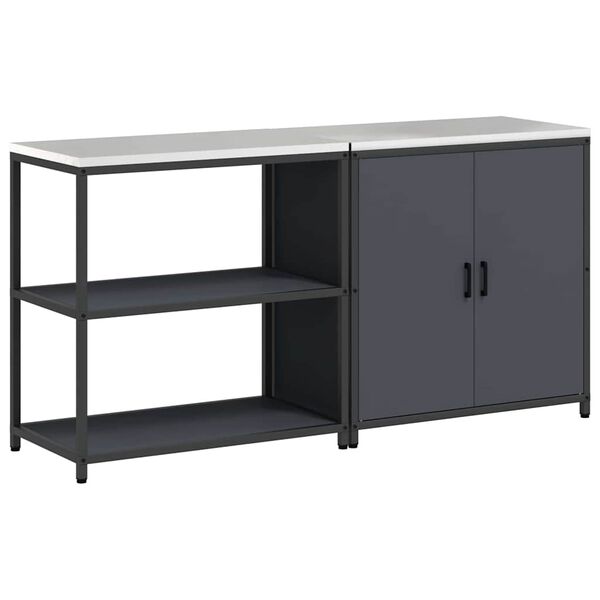 vidaXL Ensemble de rangement cuisine avec &eacute;tag&egrave;re 2 pcs Anthracite