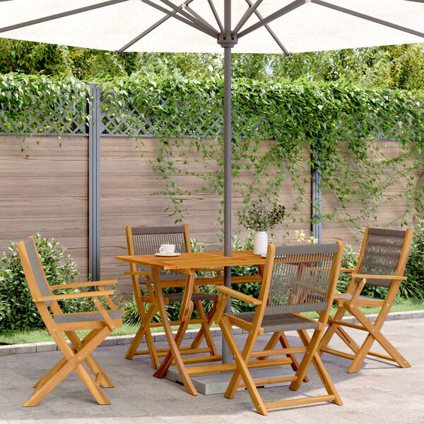 vidaXL Ensemble &agrave; manger de jardin 5pcs gris polypropyl&egrave;ne bois massif
