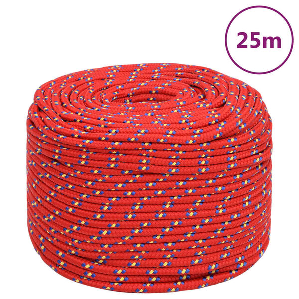 vidaXL Corde de bateau Rouge 10 mm 25 m Polypropyl&egrave;ne