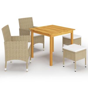 vidaXL Ensemble &agrave; manger de jardin 5 pcs Beige