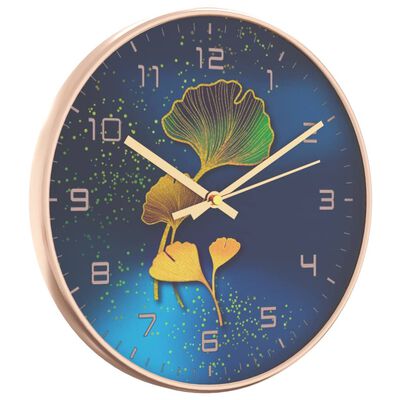 vidaXL Horloge murale doré et bleu Ø29,5 cm polystyrène et verre