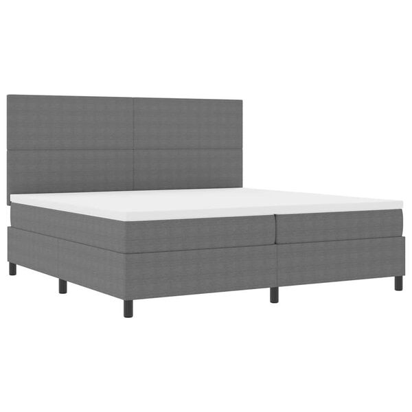 vidaXL Lit &agrave; ressort LED Gris clair et blanc 200 x 200 cm