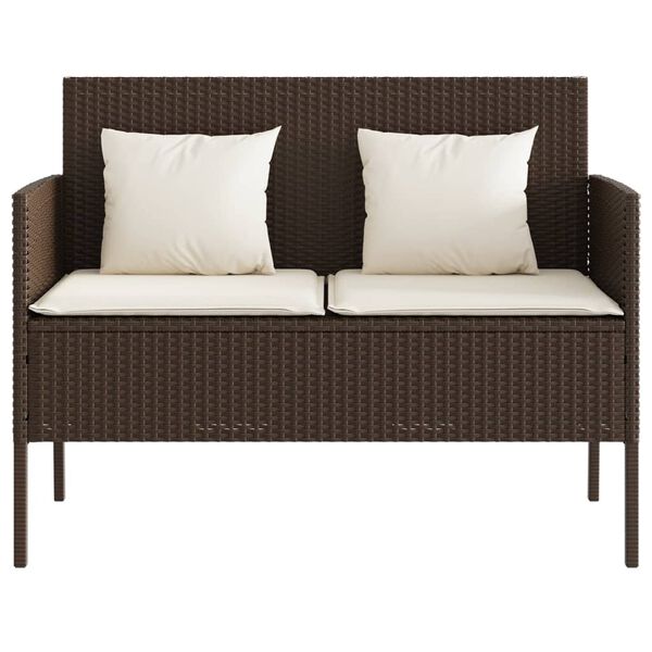 vidaXL Banc de jardin avec coussins marron r&eacute;sine tress&eacute;e