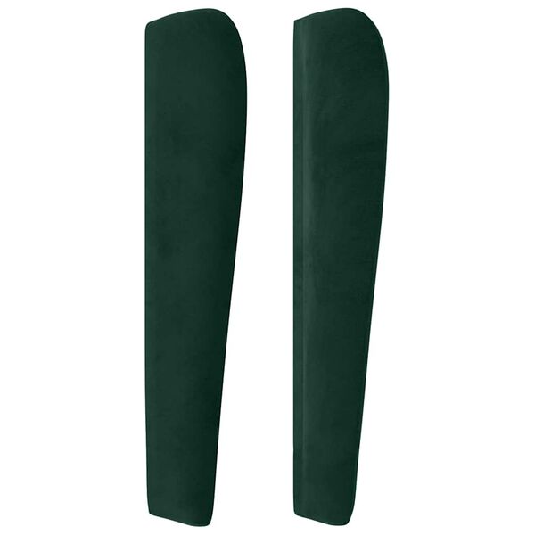 vidaXL T&ecirc;te de lit avec oreilles Vert fonc&eacute; 203x23x118/128 cm Velours