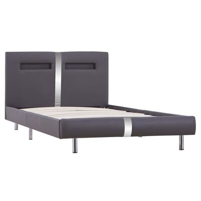 vidaXL Cadre de lit avec LED sans matelas gris similicuir 90x200 cm