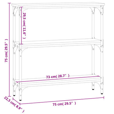 vidaXL Table console chêne sonoma 75x22,5x75 cm bois d'ingénierie