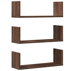 vidaXL &Eacute;tag&egrave;res murales 3pcs ch&ecirc;ne marron 58x18x18cm bois d'ing&eacute;nierie