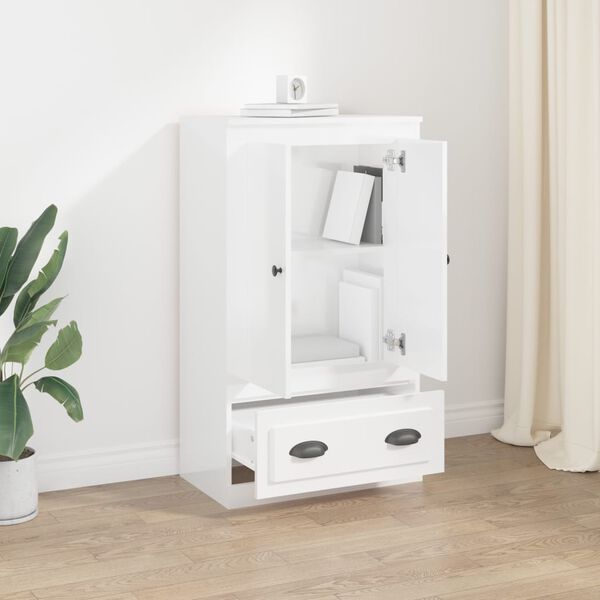vidaXL Buffet haut blanc brillant 60x35,5x103,5 cm bois d'ing&eacute;nierie