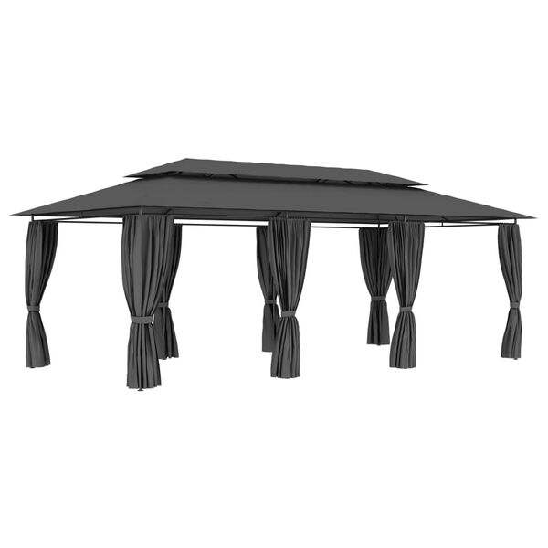 vidaXL Belv&eacute;d&egrave;re avec rideaux 600x298x270 cm Anthracite