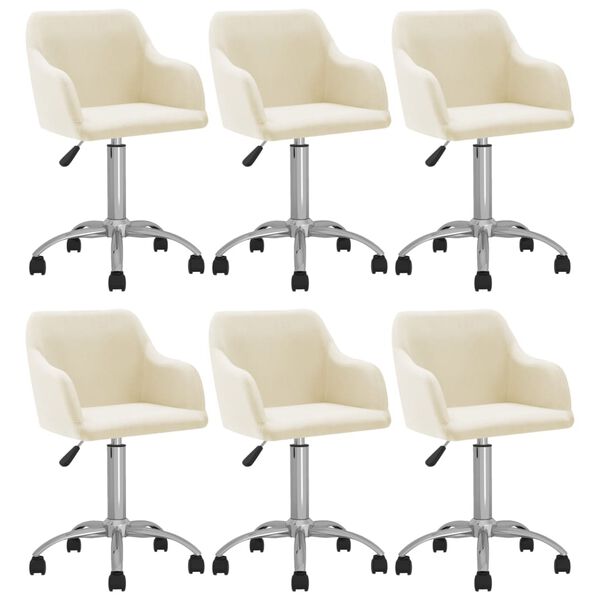 vidaXL Chaises pivotantes &agrave; manger lot de 6 cr&egrave;me tissu