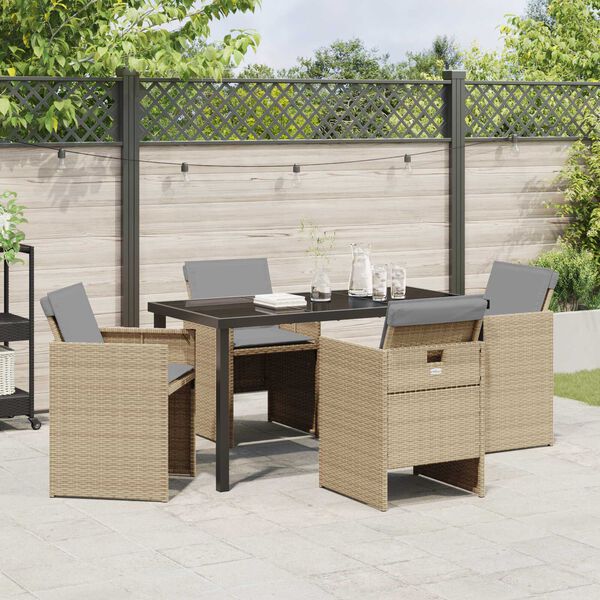 vidaXL Ensemble de salle &agrave; manger pour jardin 5 pcs Beige polyrotin