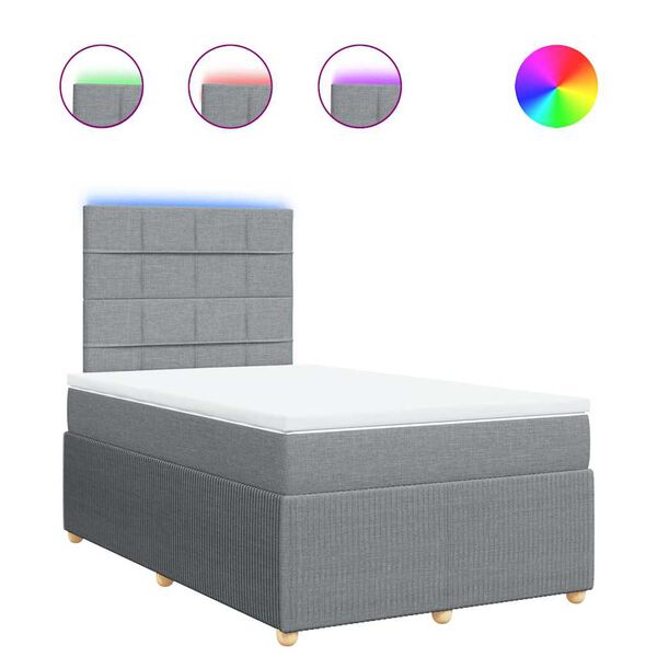 vidaXL Sommier &agrave; lattes de lit et matelas gris clair 120x190 cm tissu