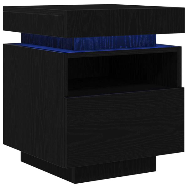 vidaXL Cabinet de chevet avec tiroir Ch&ecirc;ne noir 40 x 39 x 48,5 cm