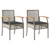 vidaXL Chaises de jardin coussins lot de 2 gris r&eacute;sine tress&eacute;e acacia