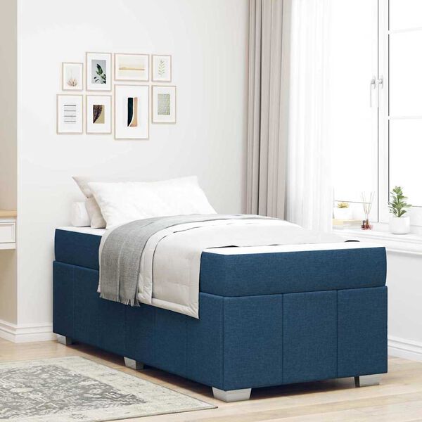 vidaXL Cadre de lit avec matelas Bleu 120 x 190 cm tissu