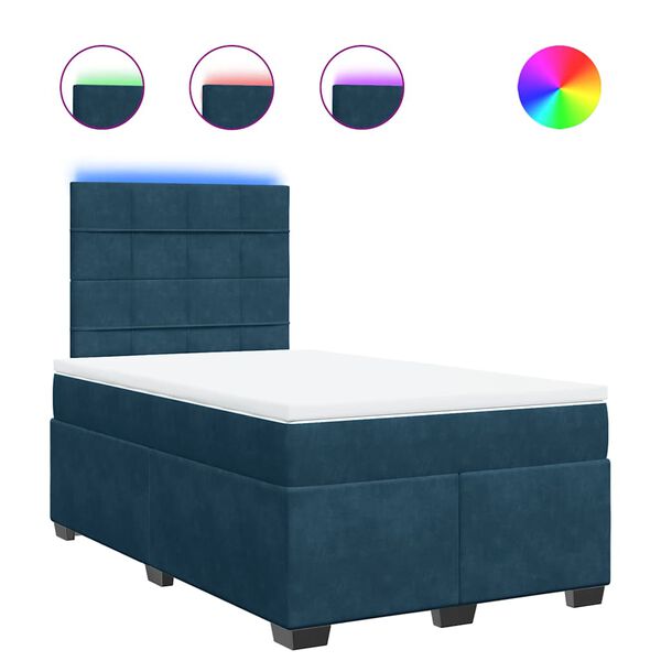 vidaXL Sommier &agrave; lattes de lit et matelas bleu 120x200 cm velours