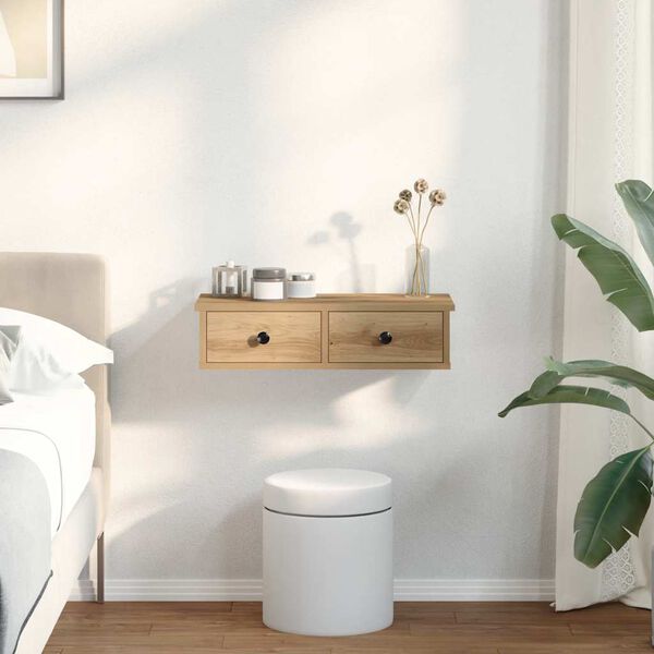 vidaXL &Eacute;tag&egrave;re murale avec tiroirs ch&ecirc;ne artisanal bois d'ing&eacute;nierie