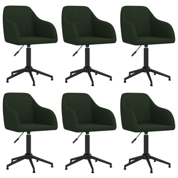 vidaXL Chaises pivotantes &agrave; manger lot de 6 vert fonc&eacute; velours