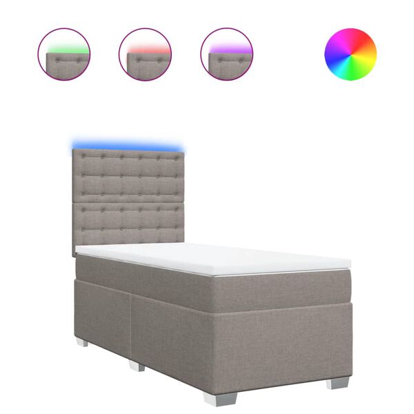 vidaXL Sommier &agrave; lattes de lit avec matelas Taupe 90x200 cm Tissu