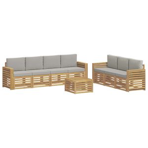 vidaXL Ensembles de canap&eacute;s 8 pc Blanc et gris clair Polyester