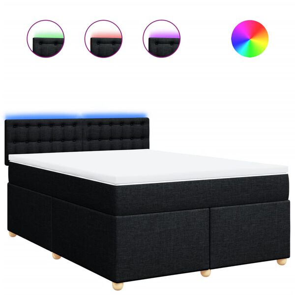 vidaXL Sommier &agrave; lattes de lit avec matelas Noir 140x200 cm Tissu