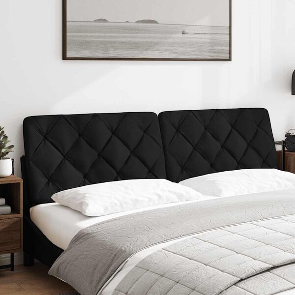 vidaXL Coussin de t&ecirc;te de lit noir 180 cm tissu