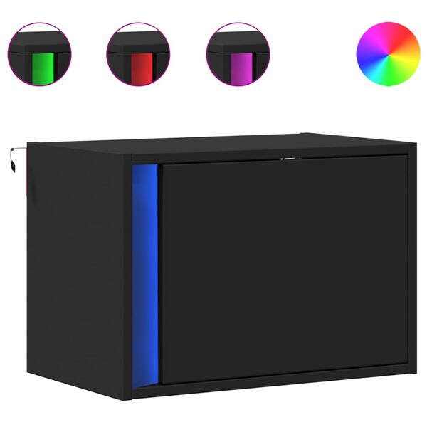 vidaXL Tables de chevet murales avec lumières LED 2 pcs noir