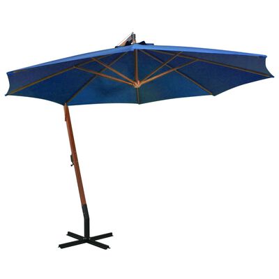 vidaXL Parasol de jardin suspendu avec mât bleu azuré bois de sapin