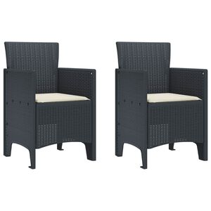 vidaXL Chaise de jardin 2 pc Anthracite Polypropyl&egrave;ne