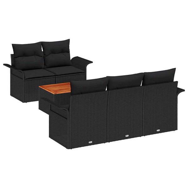 vidaXL Ensemble de canap&eacute; de jardin avec coussin 6 pcs Noir