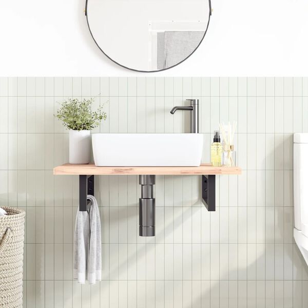 vidaXL Supports d'&eacute;tag&egrave;res pour lavabo 2 pcs noir rectangulaire acier