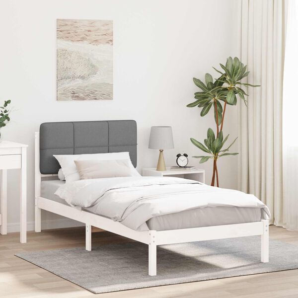 vidaXL Cadre de lit avec t&ecirc;te de lit rembourr&eacute;e Gris clair 75 x 190 cm