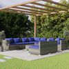 vidaXL Salon de jardin 10 pcs avec coussins Gris R&eacute;sine tress&eacute;e