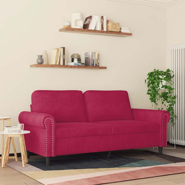 vidaXL Canap&eacute; &agrave; 2 places Rouge bordeaux 140 cm Velours