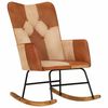 vidaXL Chaise &agrave; bascule Marron Cuir v&eacute;ritable et toile