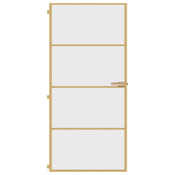 vidaXL Porte int&eacute;rieure mince dor&eacute; 93x201,5 cm verre tremp&eacute; aluminium