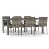 vidaXL Ensemble &agrave; manger jardin et coussins 7 pcs gris rotin