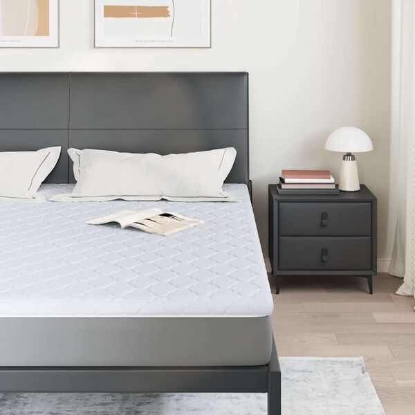 vidaXL Surmatelas en Coco Blanc 200 x 200 cm Tissu jacquard