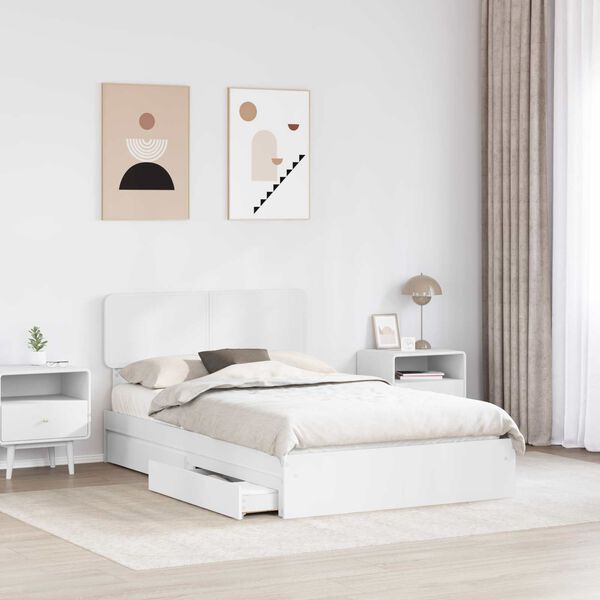 vidaXL Lit de Rangement Blanc 120 x 190 cm Bois d'ing&eacute;nierie