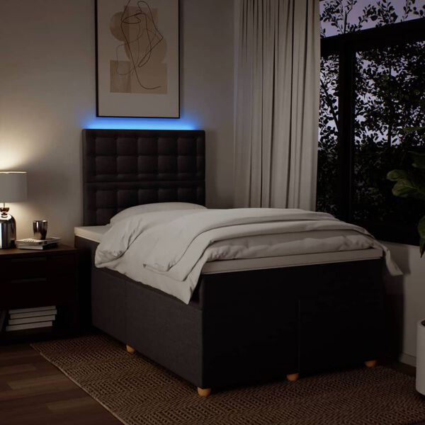 vidaXL Sommier &agrave; lattes de lit et matelas marron fonc&eacute; 120x190cm tissu