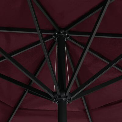vidaXL Parasol d'extérieur avec mât en aluminium 600 cm Bordeaux