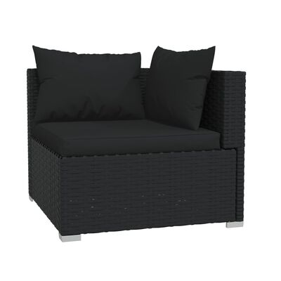 vidaXL Salon de jardin 5 pcs avec coussins Résine tressée Noir