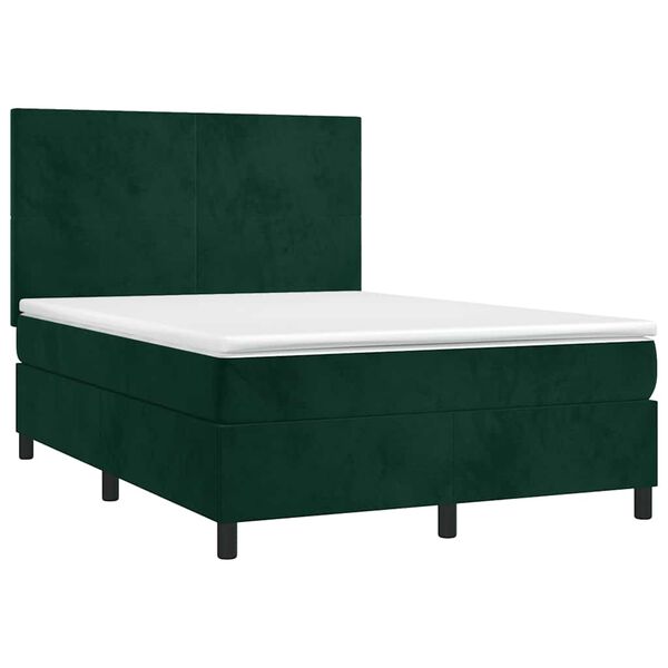 vidaXL Sommier &agrave; lattes de lit avec matelas LED Vert fonc&eacute; 140x200 cm