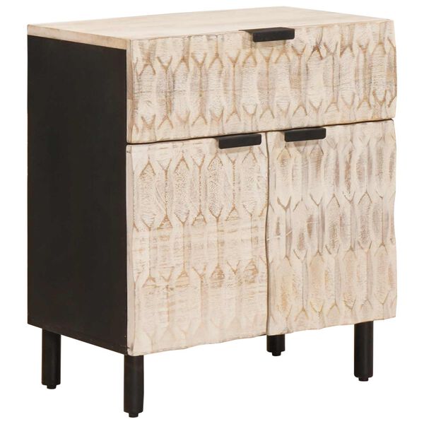 vidaXL Cabinet de chevet Blanc 50 x 33 x 60 cm Bois de mangue massif