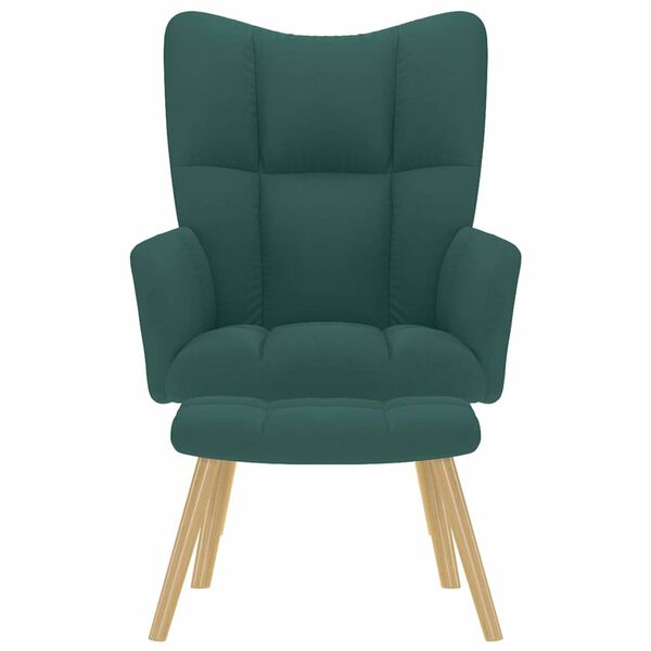 vidaXL Chaise de relaxation avec repose-pied Vert foncé Tissu