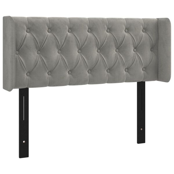 vidaXL T&ecirc;te de lit avec oreilles gris clair 103x16x78/88 cm velours