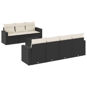 vidaXL Salon de jardin 8 pcs avec coussins noir r&eacute;sine tress&eacute;e