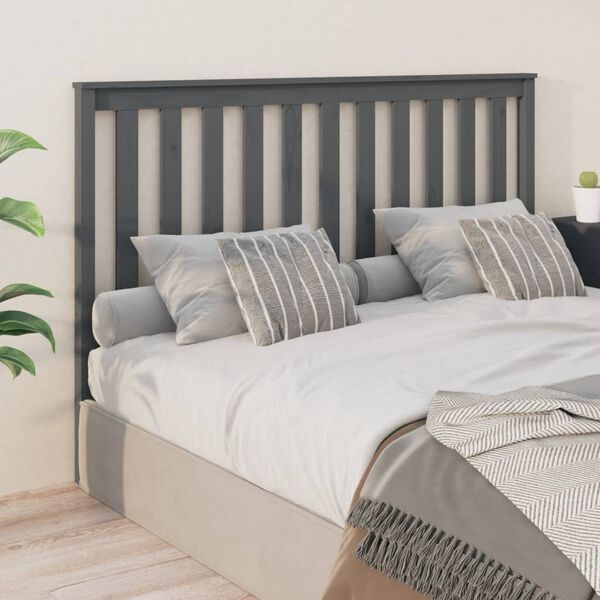 vidaXL T&ecirc;te de lit Gris 166x6x101 cm Bois massif de pin