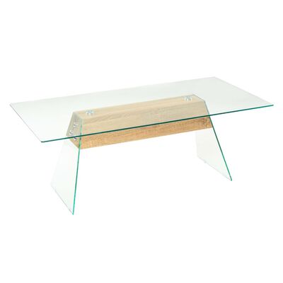 vidaXL Table basse MDF et verre 110 x 55 x 40 cm Couleur de chêne