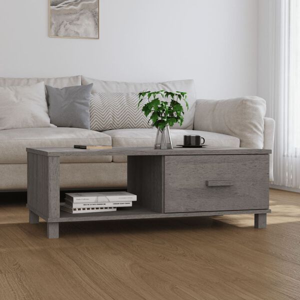 vidaXL Table basse HAMAR Gris clair 100x55x35 cm Bois massif de pin